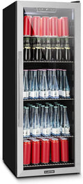 Klarstein Beersafe XL lodówka na napoje - szklane drzwi, oświetlenie wewnętrzne LED, stal nierdzewna, 201 l, srebrna(201 litrów/srebrny)