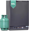 SMETA 60L Lodówka Gazowa 12V, 230V, AC/DC, 3-Drożna, Z Odwracalnymi Drzwiami, Idealna Do Przyczepy Kempingowej, Vanów, Kempingu, Off-Grid, Domków Letniskowych i Garaży(60 L)