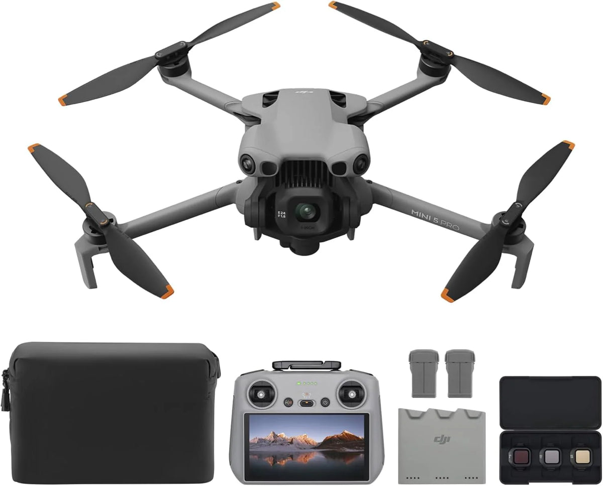 Zestaw z dronem DJI, Mini 5 Pro Fly More Combo, kamera CMOS 1, pilot zdalnego sterowania DJI RC2 + akcesoria.(DJI Mini 5 Pro Fly More Combo (DJI RC 2))