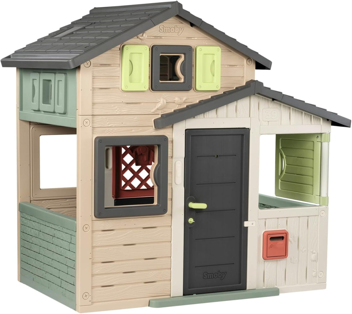 Smoby Life – domek zabaw Friends House EVO z 2 drzwiami, 6 oknami i wyjmowanym stołem piknikowym – wykonany z materiałów pochodzących z recyklingu, z ochroną UV, dla dzieci w wieku od 3 lat (7600810208)(S. LIFE EVO FRIENDS HOUSE)