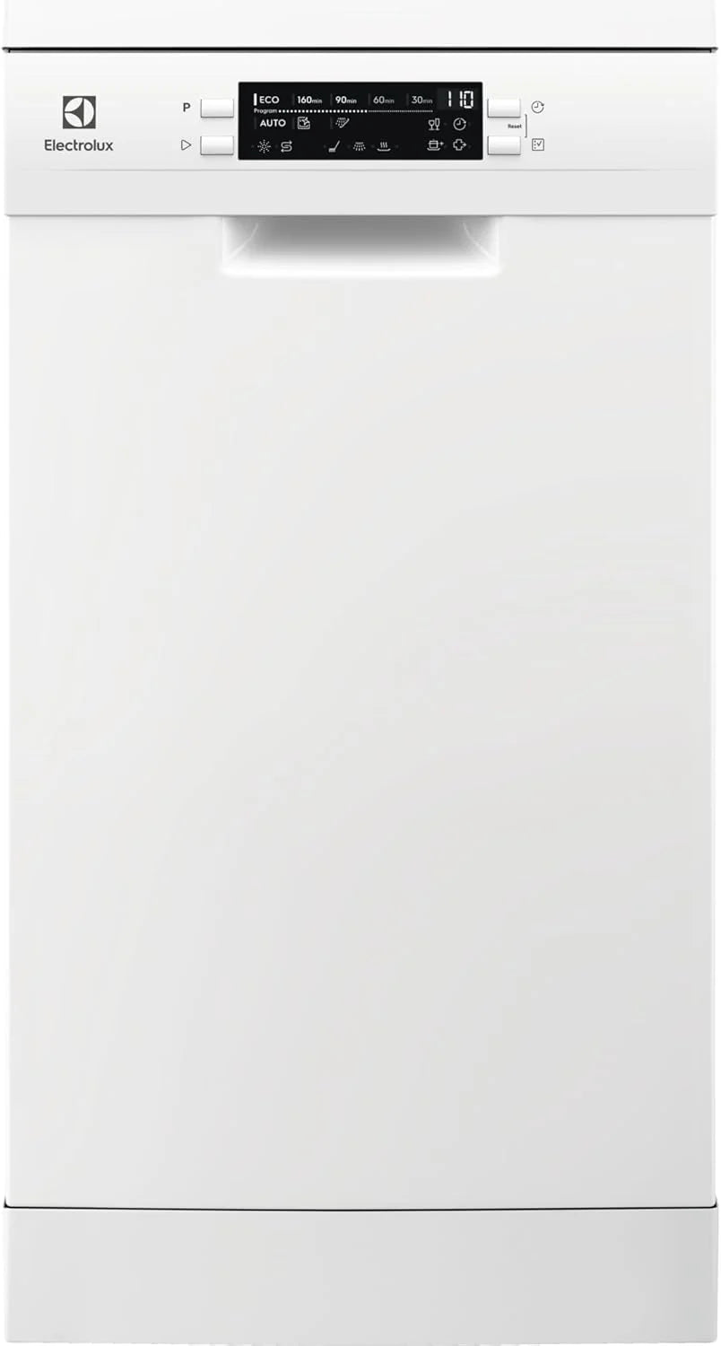 Electrolux Zmywarka, 45 cm, ESS42220SW, 9 sztućców, SatelliteClean Series 600, silnik inwerterowy, wyświetlacz cyfrowy, 8 programów, ExtraHygiene, AirDry, biały